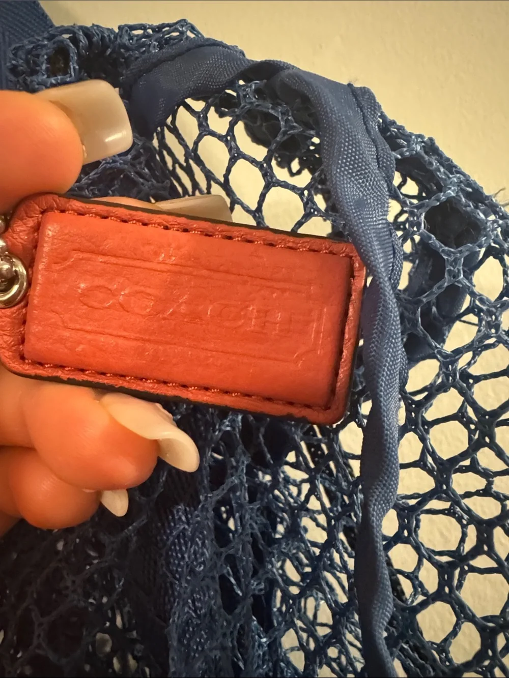 Coach Blue Mesh Drawstring Tote